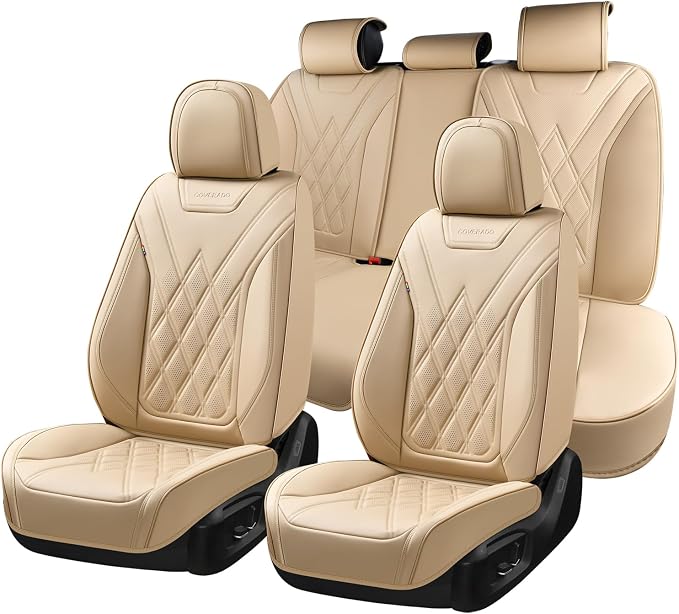 Coverado Car Seat Covers, Front Covers for Cars, Car Seat Cover Front Seats, Automotive Seat Cover, Waterproof, Leather Car Seat Cushion, Universal Interior Seat Protectors for Most Cars
