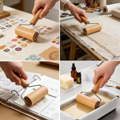 Small Rolling Pin, Wooden Dough Roller, Non-Stick Pizza Roller, T Type Rolling