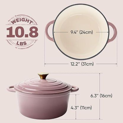 4.5 Quart Dutch Oven Pot with Lid, Non Stick Enameled Cast Iron Dutch Oven