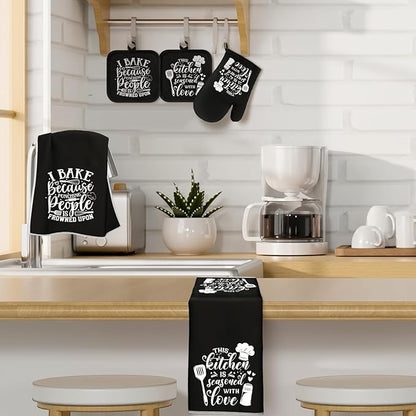 Sratte 6 Pcs Kitchen Decor Accessories Set Farmhouse Towels Pot Holders Oven