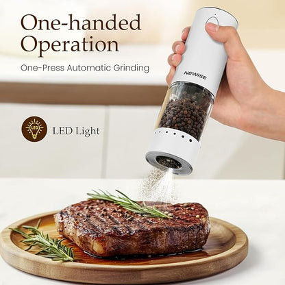 Electric Salt and Pepper Grinder Set, Rechargeable