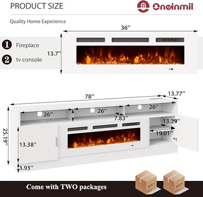 oneinmil 78" Fireplace TV Stand