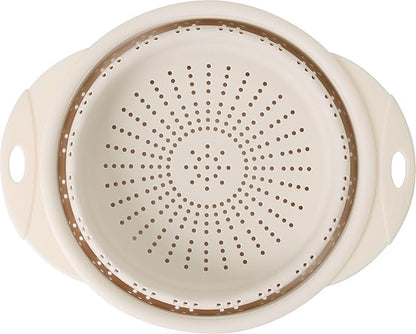 Dexas 10" Collapsible Silicone Colander in Cream, Kitchen Strainer