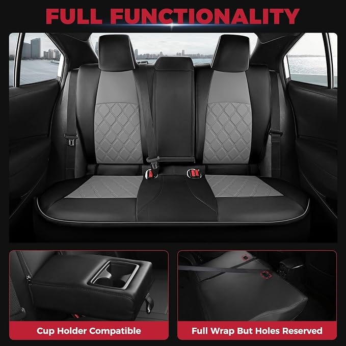 FREESOO for Toyota Corolla Seat Covers 2020-2026 SE/SE Apex Nightshade & 2023-2025 XSE & 2025 FX, Custom Car Seat Covers, Leather Car Seat Cover, Waterproof Seat Covers for Cars, Black Gray Full Set
