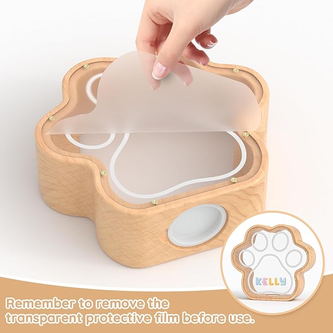 KMC Wooden Cat Caw Piggy Bank, Dog Paw Money Box for Boy Clear Piggy Bank for Girl Small Initial Coin Bank Personalized Gift for Birthday and Festival(Natural)