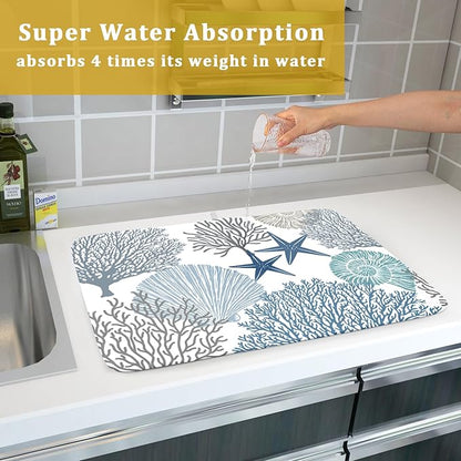 Summer Coastal Dish Drying Mats