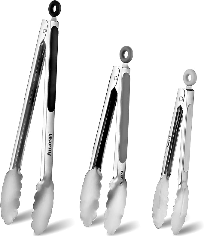 Anaeat Stainless Steel Locking Tong Set of 3