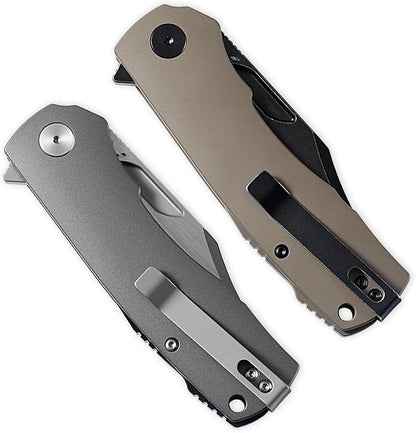 Petrified fish PFP03 Victor,3.58" K110 Stonewashed Blade,140g Micarta Handle Flipper Liner lock Folding knife (Blue Stonewashed)