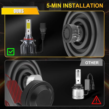 Fit For Chevy Tahoe 2007-2015 Dual Application Beam Bulbs Combo, 40000LM 300% Brightness 6500K White Enhanced Visibility with Cooling Fan Fog Light Bulbs Kit, Direct Installation, Pack of 6
