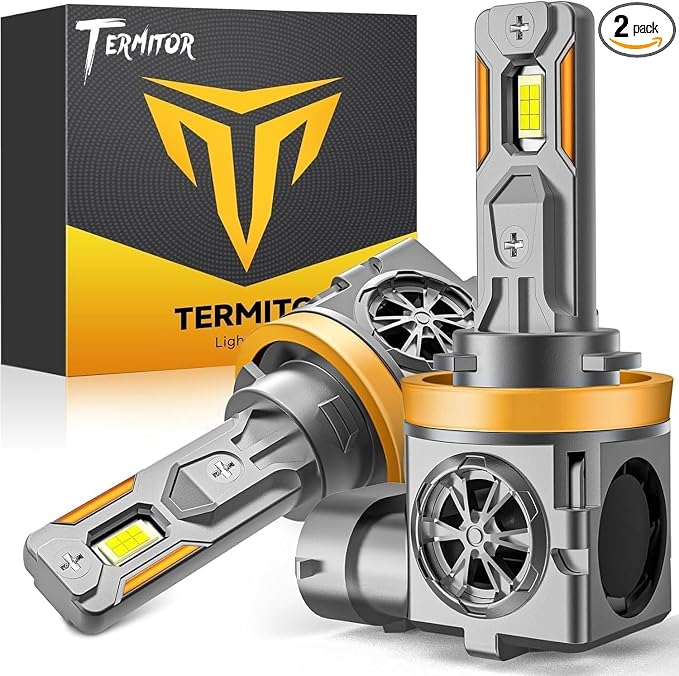 Termitor Latest H11/H9 LED Bulbs, 90,000LM Brightness High/Low Beam | 85K+ Hours Long Service Life, 6500K Cool White, Real 1:1 Halogen Size Off-Road Light for ATV UTV SUV,Plug N Play, Pack of 2