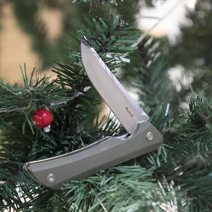Heavy Outdoor Tactical Folding Pocket Knife for men,14C28N Stainless Steel Blade,G10 Handle,Liner Lock,EDC Hunting Bushcrafting Camping Knives Belt Clip Carry,Microtech Elemental Fishing Hiking,Father Dad Gifts Ruike p121