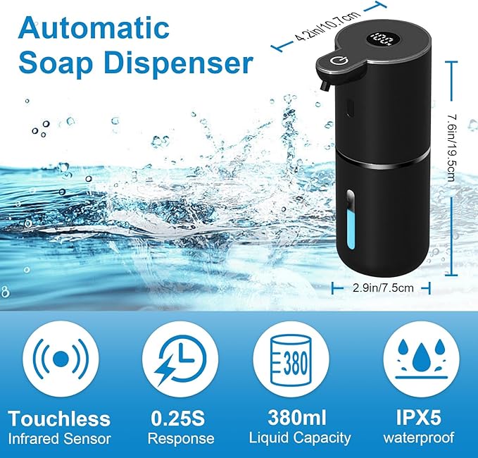 OHIFAST Automatic Foaming Soap Dispenser Touchless, USB Rechargeable Smart Hand