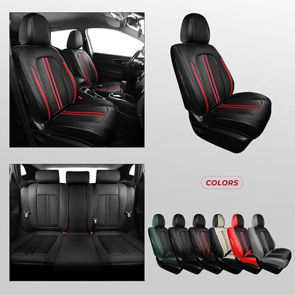 FREESOO Leather Car Seat Covers Full Set, Waterproof Black Seat Covers for Cars Trucks SUV, Luxury Car Seat Covers Front Seats and Back, Automotive Car Seat Cushion Protector Fit for Most Vehicles