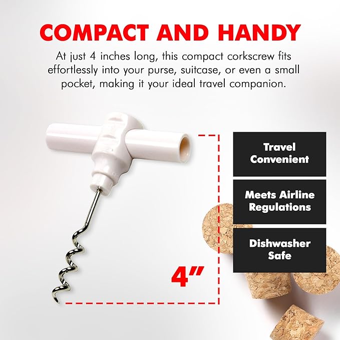 Chef Craft Select Travel Corkscrew, 4 inches in length