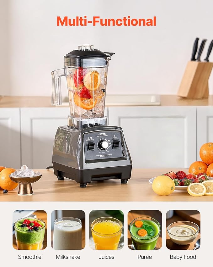 VEVOR Blender for Smoothies, 61 oz 1400W, Professional Blender