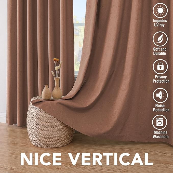 H.VERSAILTEX Linen Blackout Curtains 108 Inches Long 100% Blackout Thermal