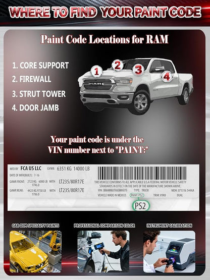 Diamond Black Crystal Pearl-Coat(PXJ/KXJ) Car Touch Up Paint for Ram, Autopermax Color Accurate Two-In-One Car Paint Scratch Repair Pen, Professional Scratch Remover for Vehicles Chips and Nicks Scuff