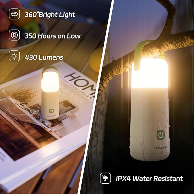 Halostorms 430LM Rechargeable Camping Lantern | 3200mAh, 4 Modes & Power Bank