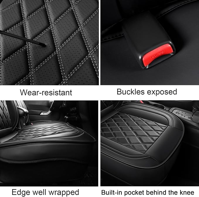 MIROZO Front Seat Covers for Tacoma,2PCS Leather Truck Seat Covers Waterproof Car Seat Covers Fits for 2024 2025 2026 Toyota Tacoma Crew Cab,Car Seat Protector Truck Tacoma (Black,2PCS Front)