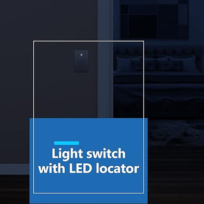 LIDER Minimalist Design Matte Finish Lighted Decorator Switch, Frameless Paddle