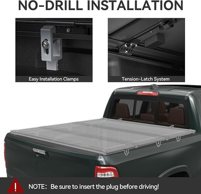AUTOSAVER88 Low-Profile Hard Tri Fold Truck Bed Tonneau Cover Fit for Dodge Ram 1500 2009-2024 (19-24 Classic), Fit for Dodge Ram 2500 3500 2010-2026 with 6.4ft Bed Without Rambox