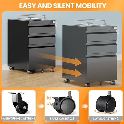 3 Drawer Mobile File Cabinet