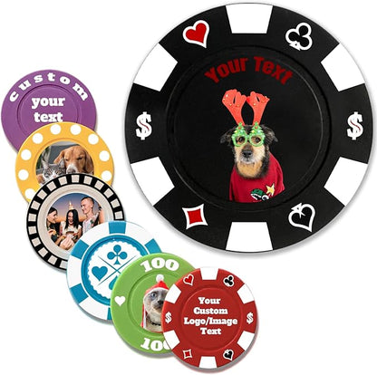 Custom Poker Chips Personalized Plastic Poker Chips with Logo Funny Parties Chips Print Your Photo or Text Golf Ball Markers for Putting Green Black