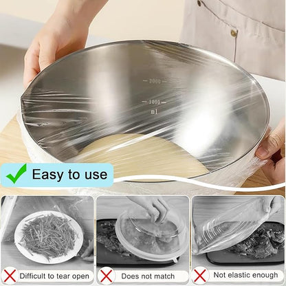 300pcs Plastic Bowl Covers Food Cover, Food Fresh Keeping Bags Elastic Reusable