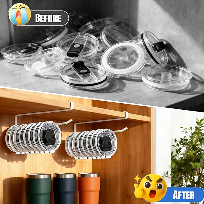 1 Pack Tumbler Lid Organizer, Versatile Cup & Water Bottle Lid Holder, Upgraded