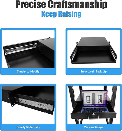 RAISING ELECTRONICS Drawer Server Cabinet Case 19 Inch Locking Rack Mount DJ