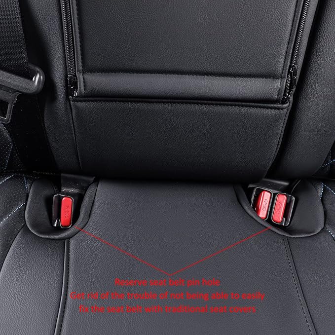 EKR Corolla Seat Cover Custom Fit for Toyota Corolla 2020 2021 2022 L/LE,Leather Car Seat Cover Full Set-Faux Leather(Black with Blue Trim)