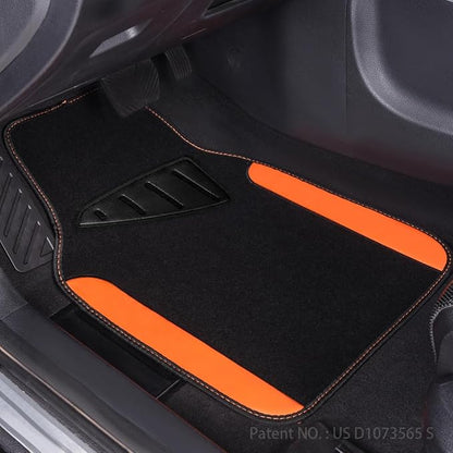 CAR PASS Waterproof Car Floor Mat, Universal Fit Car Mats with Driver Heel Pad, Leather Car Carpet, Anti-Slip Nibbed Backing Floor Mats for SUV, Vans,Sedan,Truck, Automotive Set for Women (Orange)