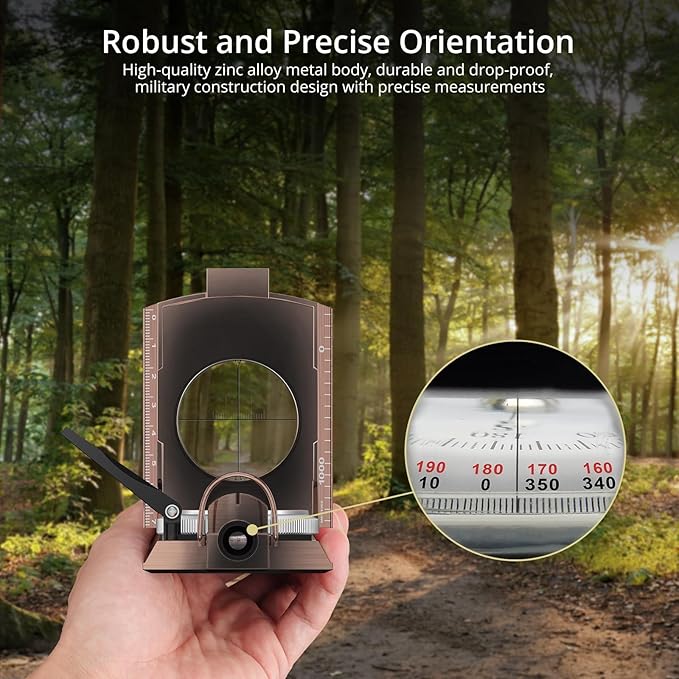 Compass Hiking Survival, IP65 Waterproof Metal Compass with Sighting Clinometer and Carry Bag, Multifunctional, Professional, for Camping Hunting Hiking Navigation