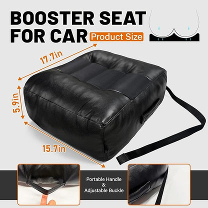 Adult Booster Car Seat Cushion for Office Chair & Driving 17.7"x15.7"x5.9" Thick Car Seat Cushion with Handle & Non-Slip Base Ergonomic Support Improved View