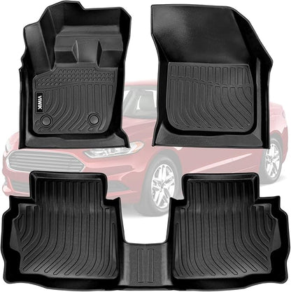 VIWIK Floor Mats for Ford Fusion 2013-2016 & for Lincoln MKZ 2013-2016, TPE Rubber Car Mats All Weather Custom Floor Liners for Fusion & MKZ Front & Rear Non-Slip Odorless