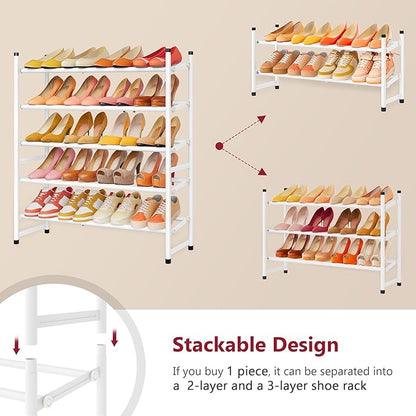Tajsoon Expandable Shoe Rack for Closet 5 Tier, 29“-41“Adjustable & Stackable