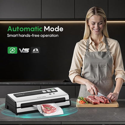 FRESKO Vacuum Sealer Machine with Automatic Bag Detection, Mason Jar Vacuum Accessory Set, Double Heat Seal, Easy to Use, Starter Kits