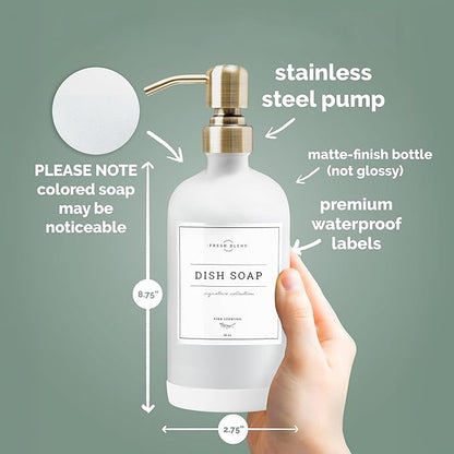 Vine Creations White Glass Soap Dispenser, 2 Pack Kitchen Soap Dispenser Set
