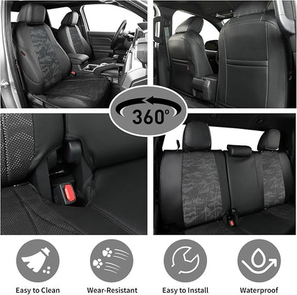 EKR Tacoma Seat Covers Custom Fit for Toyota Tacoma (Only for Hybrid) 2024 2025 2026 Double cab TRD Sport/TRD Off-Road/Limited/Trailhunter-Truck Seat Cover Full Set,Faux Leather(Black/Gray Camo A63)