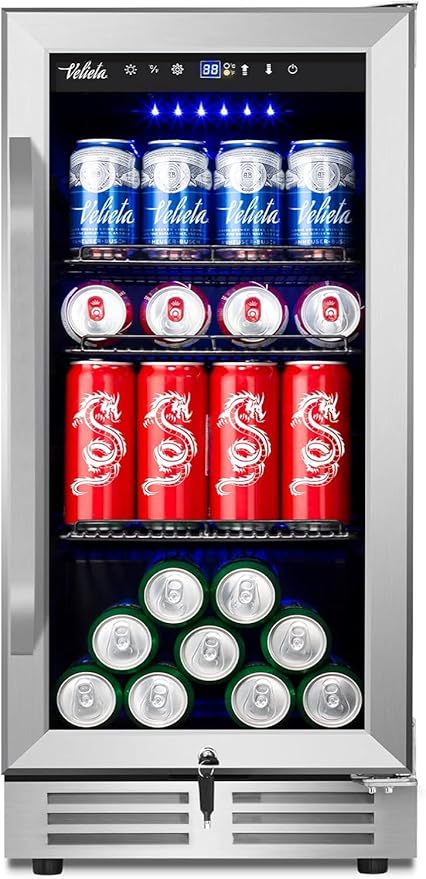15'' Beverage Refrigerator and Beer Fridge Under Counter Built-in or