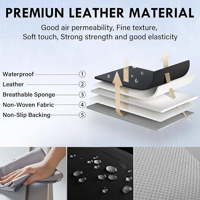 Coverado Front Seat Covers, Waterproof Leather Car Seat Covers, Seat Covers Car Seat Protector, Automotive Seat Covers Universal Fit for Most Cars(Front, Beige&Black)