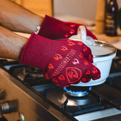 Grill Armor Oven Gloves with Fingers – 932°F Heat, Fire & Cut Resistant Mitts