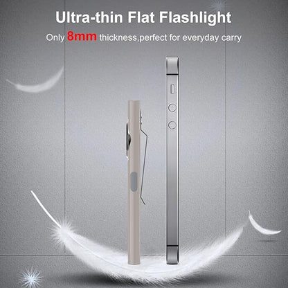 klarus E5 Pocket Flashlight, Rechargeable EDC Flashlight, Super Slim 4.2x1x0.3inch, 600 Lumens, USB-C Port, IPX4, Dual Light Source with Magnetic Base, Hat & Clothes Clip - Grey