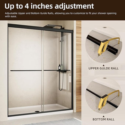 Shower Door, Royal Guard 44-48" W x 70" H Semi-Frameless Double Sliding Glass