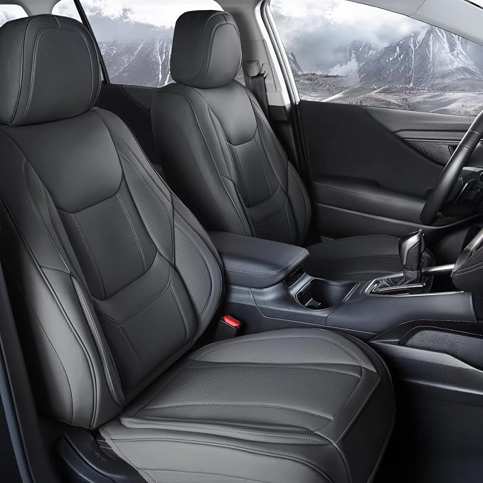 Coverland Custom Truck Car Seat Covers Front Seats for [2015-2019 Chevy Silverado 2500HD, 3500HD Crew, Double Cab Bucket Seats] - Protector Water Resistant Leather Seat Cushion [Front-Dark Gray]