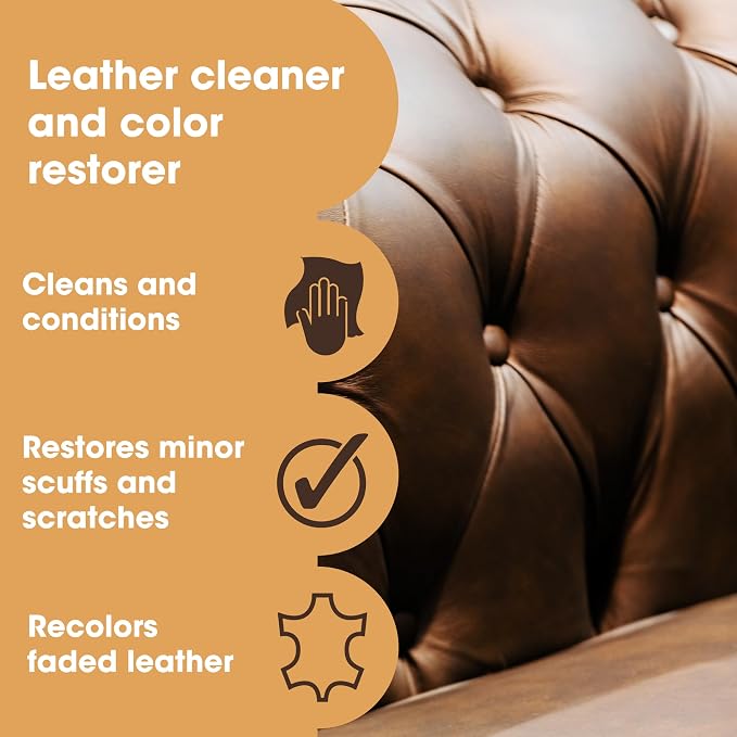 Furniture Clinic Leather Easy Restoration Kit | with Leather Recoloring Balm, Cleaner, Sponge, and Cloth | Leather Repair Kit for Scratched and Faded Furniture (Bordeaux)