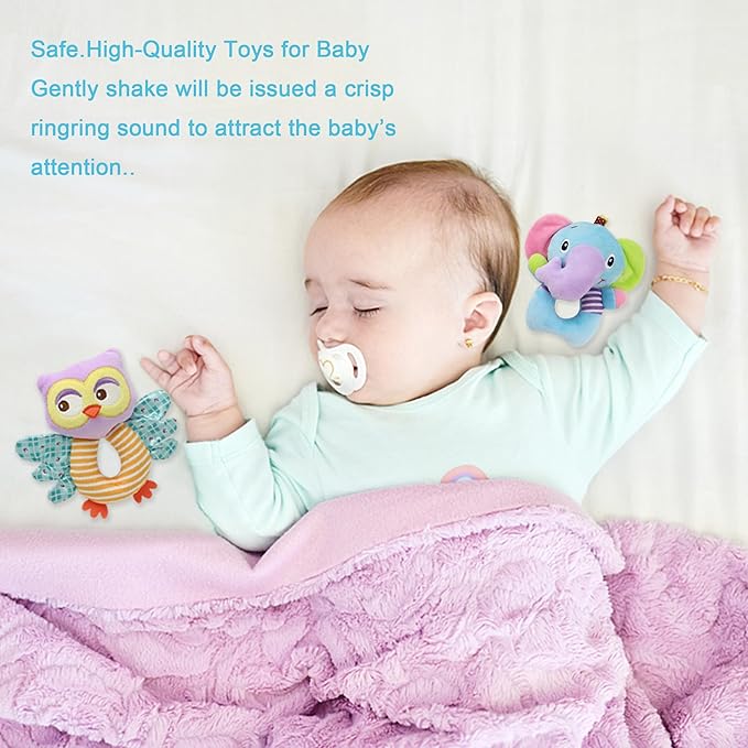BLOOBLOOMAX Sock rattles for Babies 0-24 Months Baby Animal Foot Finder Educational Toys