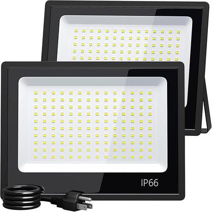 XXBSAZ 100W LED Flood Lights Outdoor, Plug-in & Hardwired Security Lights