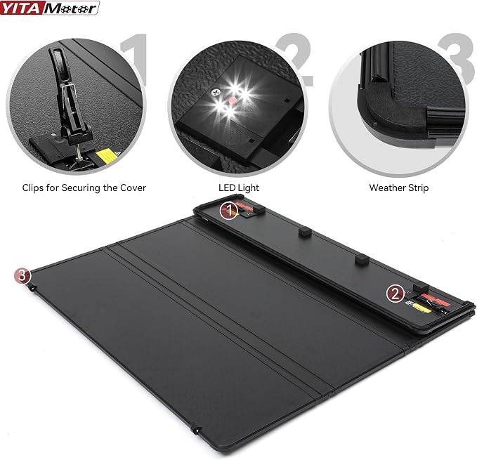 YITAMOTOR Quad Fold Hard Truck Tonneau Cover Fits for Dodge Ram 1500 2002-2026 (Classic & New), Fits for Dodge Ram 2500 3500 2003-2026 with 6.4ft Bed w/o Rambox, Heavy-Duty Aluminum Alloy Bed Cover