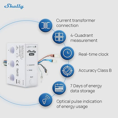 Shelly 3EM-63W Gen3 | Wi-Fi Operated Smart 3-Phase Energy Meter | Home